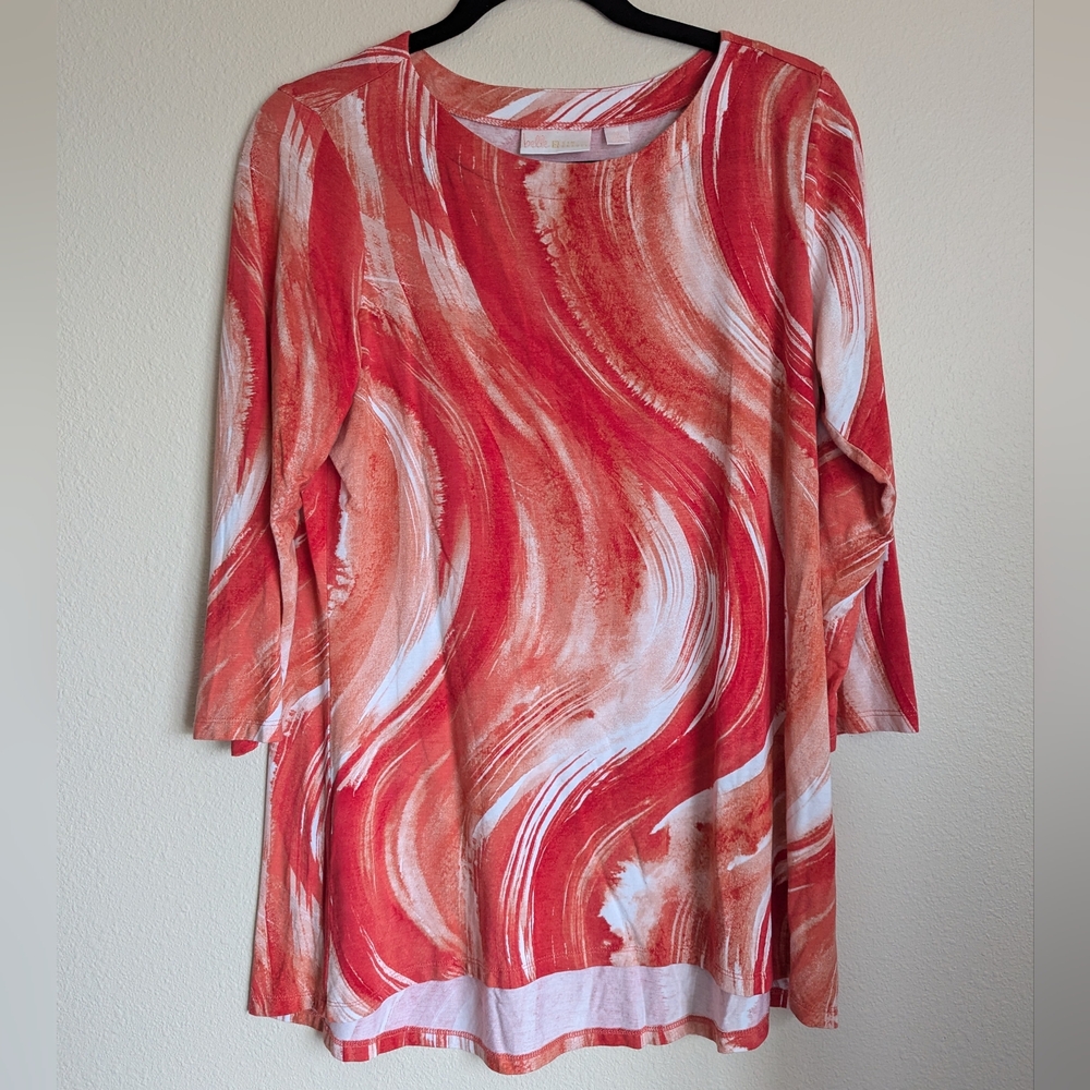 Belle by Kim Gravel Orange and White Top Size S
